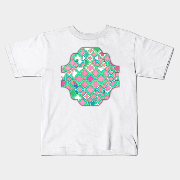 Girly Moroccan Lattice Pattern Kids T-Shirt by micklyn